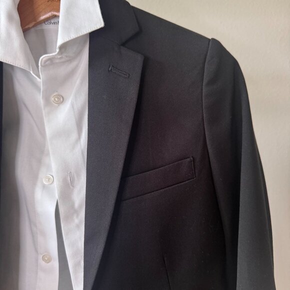 Calvin Klein Boys Black Suit Set 3 Piece Formal Outfit + Dress Shirt Sz 8 | Wedd - Picture 5 of 16